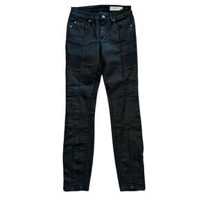 Pistola Jeans, Womens, Black size 24, Ribbed black high waisted skinny jeans